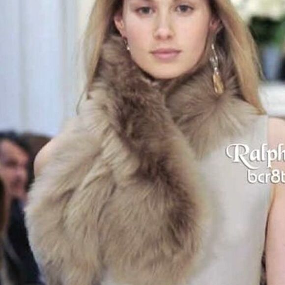 Ralph Lauren Collection *Fall 14 Italian Fawn Lamb Shearling Pull-Through Collar - Picture 5 of 17